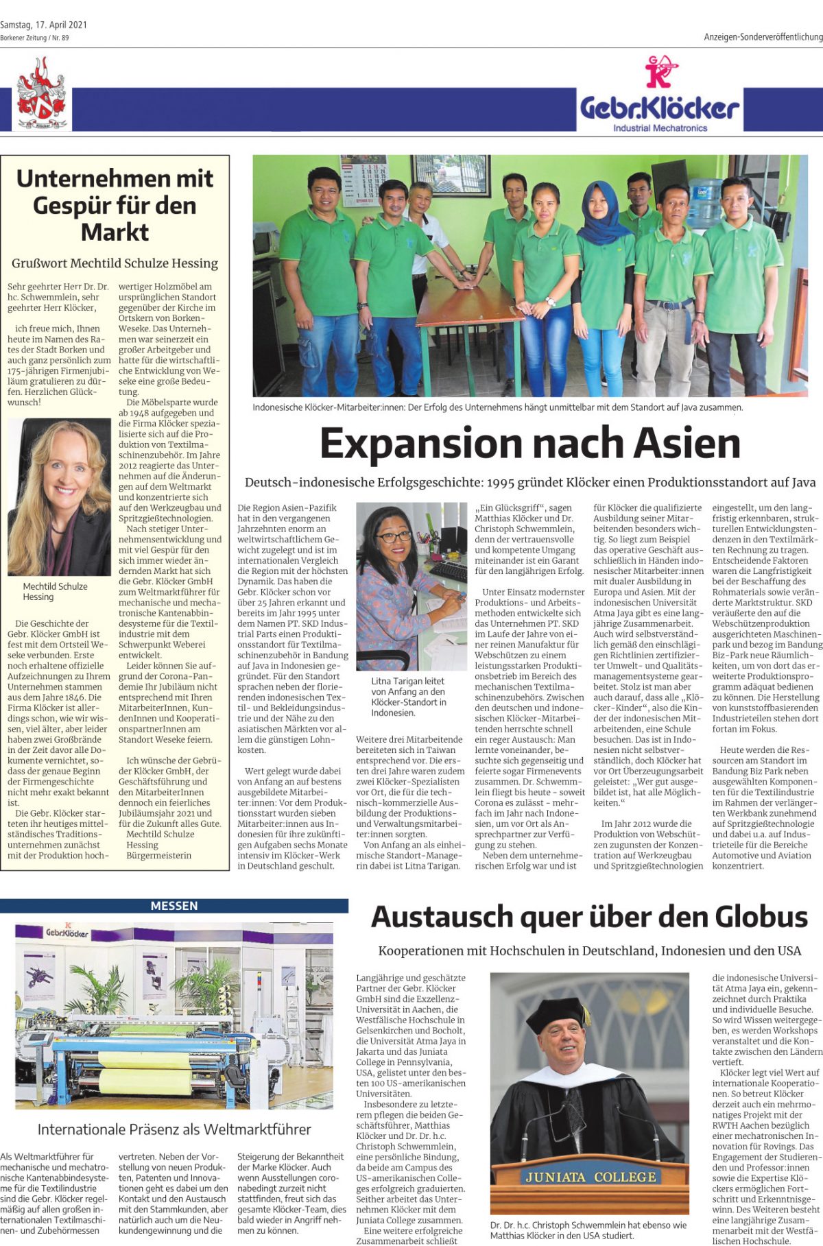 Presseberichte in der Borkener Zeitung Gebrüder Klöcker GmbH