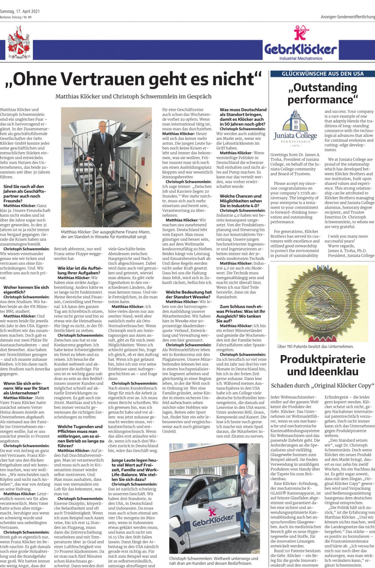 Presseberichte in der Borkener Zeitung Gebrüder Klöcker GmbH